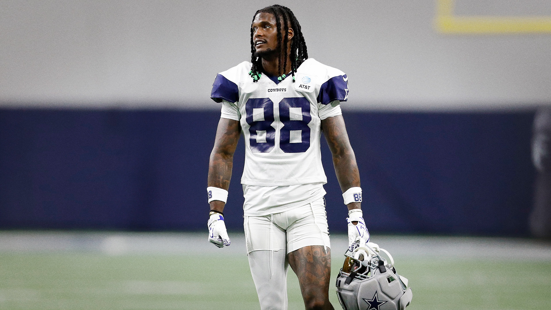 CeeDee Lamb in his number 88 Dallas Cowboys practice jersey.